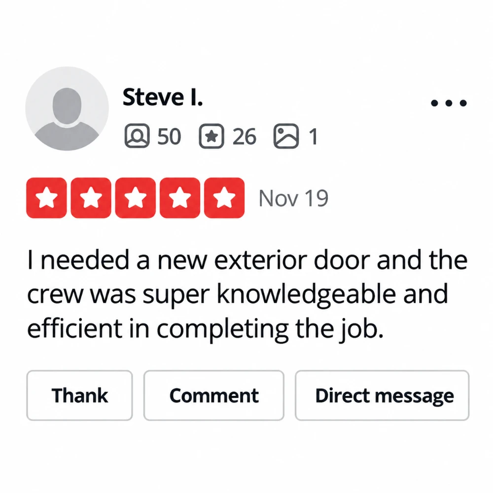 5-star Yelp review screenshot from Steve I.
