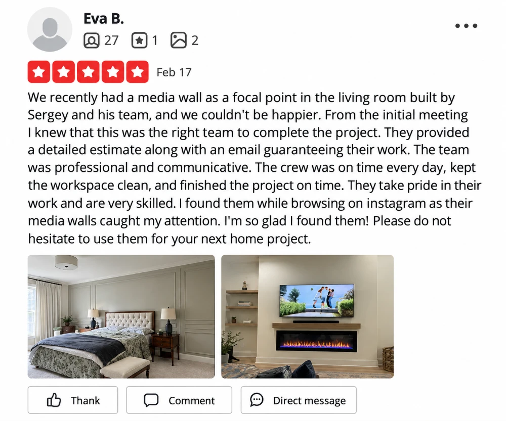 5-star Yelp review screenshot from Eva B.